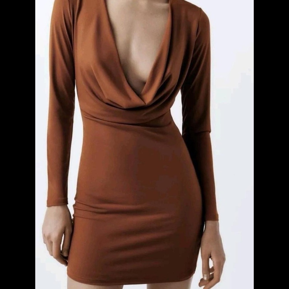 Zara Rust Long Sleeve Dress